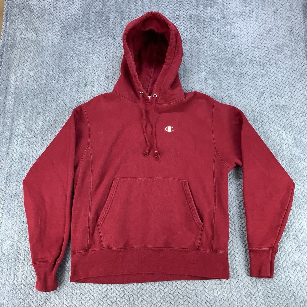 Vintage Champion Reverse Weave Hoodie Sweatshirt Maroon Red Honduras Medium